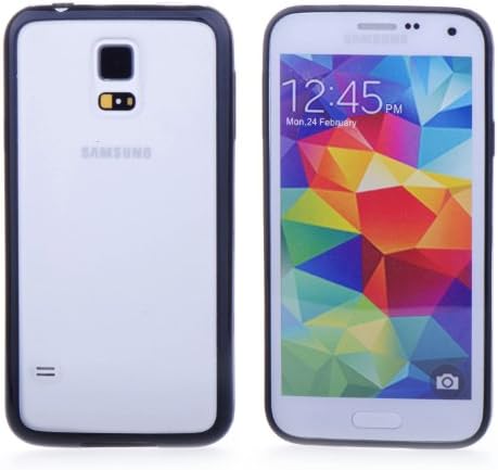 Yigoo For Samsung Galaxy S5 i9600 Hard Matte TPU + PC Back Case Cover Bumper Skin Clear + Black