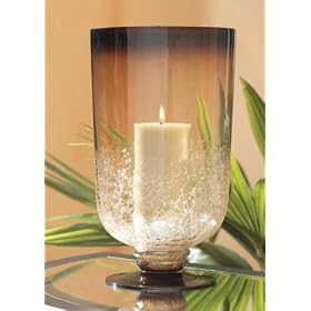 Pack of 2 Crackle Glass Hurricane Pillar Candle Holders by CC Home Furnishings