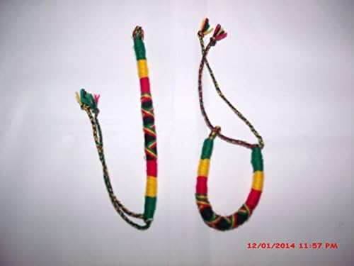 2 Pcs Rasta Friendship Bracelets New Band Tie-on Reggae Carnival Red Green