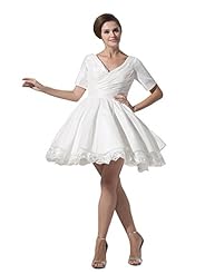 A-line V-neck Short Sleeves Bridesmaid Dress 