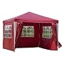 Pavillon PE Gartenzelt mit 4 Seitenteilen in Rot von Kronenburg Handel GmbH