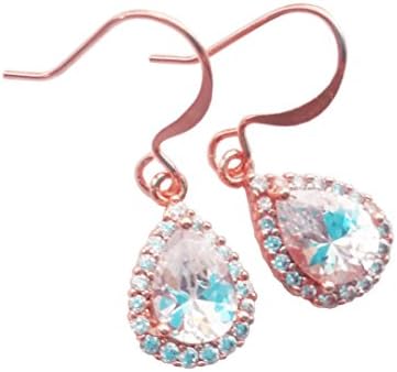 Handmade in USA, Rose Gold Bridal Swarovski Crystal Earrings by Olini (Clear)
