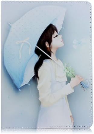 CASEWOOT iPad mini with Retina Display (iPad mini 2) Folio Case - Girl Lovely Cartoon PU Leather Smart Cover Auto Sleep / Wake Feature - (Cartoon, Girl with Umbrella Blue)