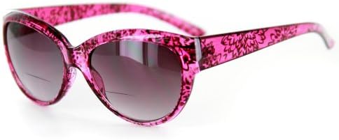 "Bombshell" Vintage-Inspired Fashion Bifocal Sunglasses (Demi Pink/Smoke +2.00)