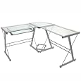 Walker Edison 3-Piece Contemporary Glass and Steel Desk