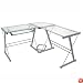 Walker Edison 3-Piece Contemporary Glass and Steel Desk