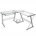 Walker Edison 3-Piece Contemporary Glass and Steel Desk