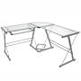 Walker Edison 3-Piece Contemporary Glass and Steel Desk