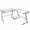 Walker Edison 3-Piece Contemporary Glass and Steel Desk