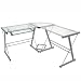 Walker Edison 3-Piece Contemporary Glass and Steel Desk