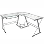 Walker Edison 3-Piece Contemporary Glass and Steel Desk