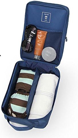 High Quality Travel Shoe Bag Box Case Storage Organiser Trips Tidy Waterproof (dark blue)