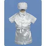 Angels Garment Baby Boys White Simple Christening Outfit Set 3-24M