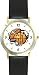 Basketball, Baseball, Football, Soccer Ball, Golf Ball, Puck - WATCHBUDDY  DELUXE TWO-TONE THEME WATCH - Arabic Numbers - Black Leather Strap-Size-Large ( Men's Size or Jumbo Women's Size )
