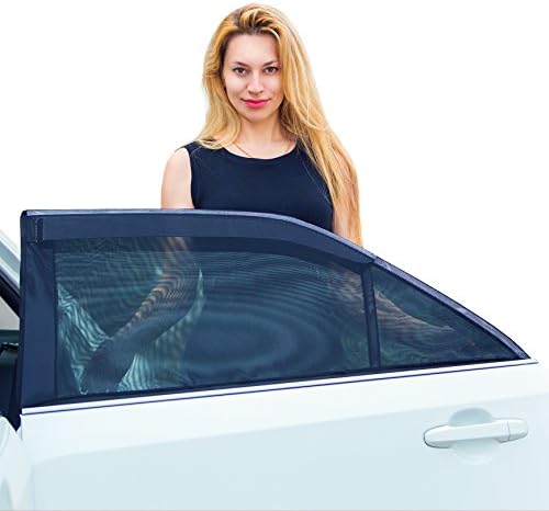 FARSON ® - Universal Fit Car Side Window Sun Shade (2 Pieces) for Baby Sun Protection. Car Window Shade Without Clings or Suction Cups. Ideal for Toyota, Ford, Dodge, Nissan, Honda and etc