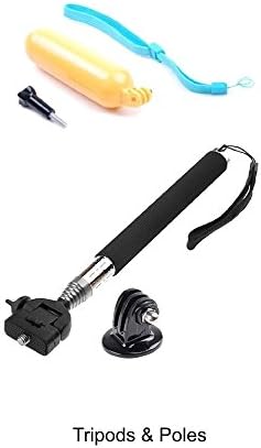 Peregrin Accessories 8-In-1 Essentials Accessories Kit For GoPro HERO, HERO2, HERO3, HERO3+, HERO4 Cameras. Includes: Accessory Bag, Chest Strap, Floaty Bobber, Head Strap, Monopod, Tripod Mount Adapter, J-Hook Quick Release Mount (2-pack), Suction Mount.