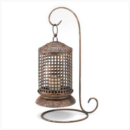 Copper Lattice Candle Lantern Style 39876