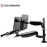 2 in 1 FLEXIMOUNTS L02 Height adjustable Dual Arm LCD Stand, Full Motion Swivel Gas Spring desk Mount for 11-15.6 inch Laptop/Notebook and 10-24 inch Computer Monitor,With Clamp or Grommet Desktop Support