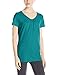 Hanes Women's Shirred V-Neck T-Shirt, Voyage Teal, Medium