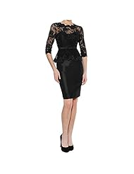 Sheath  Slit Illusion Stretchy Lace Peplum Cocktail Cotton/Polyester/Spandex Party Dress  With a Bow(s)