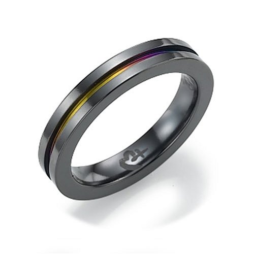 41xEGsAd UL Black Titanium and Rainbow Enamel Ring