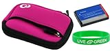 2n1 Neoprene Sleeve (Hot Pink) Case and NP-45 740mAh Battery for Fujifilm FinePix XP10 12 MP Waterproof Digital Camera Silver