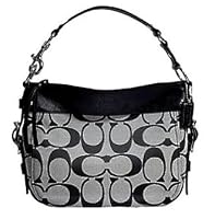 Coach Signature Zoe Shoulder Bag Black White