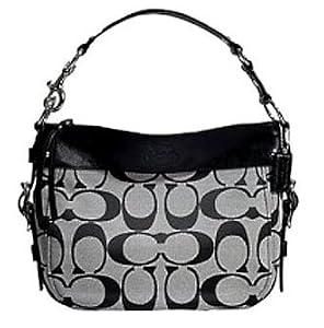 Coach Signature Zoe Shoulder Bag Black White