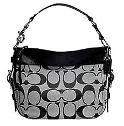 Coach Signature Zoe Shoulder Bag Black White