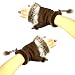 Winter Soft Fuzzy Furry Real Fur Trim Fingerless Half Cuff Off Gloves Dark Brown S/M