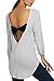 Finejo Women Casual Long Sleeve Backless Bowknot Asymmetrical Hem Blouse Tops