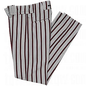 gray baseball pants with black stripe