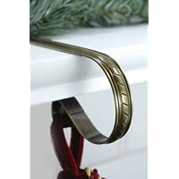 Mantle Clip Rope Style Stocking Holders - Antique Brass