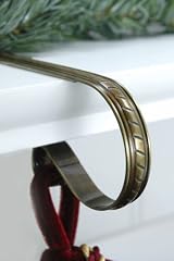 Mantle Clip Rope Style Stocking Holders - Antique Brass