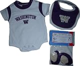 University Of Washington Huskies Baby Infant 3 pc Bib Booties Onesie / Creeper 3 6 Month