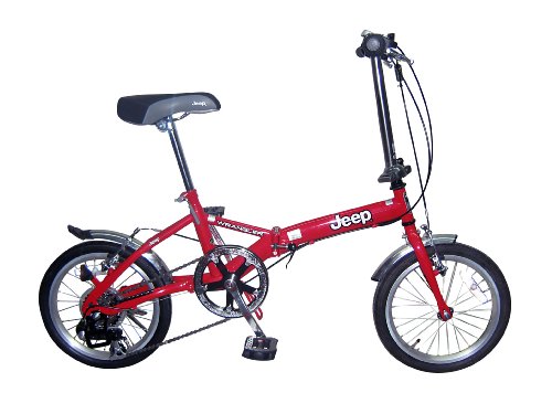 JEEP(ジープ)16インチ6段変速折りたたみ自転車 JE-166G  レッド JE-166G