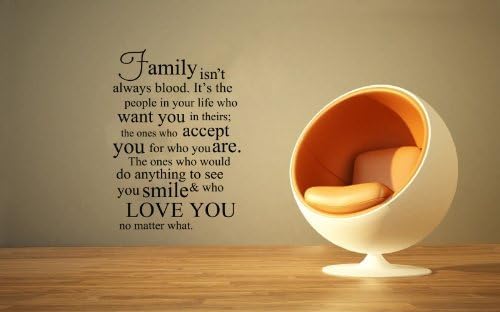 Family Isn't Always Blood. It's The People In Your Life Who Want You In Theirs; The Ones Who Accept You For Who You Are. The Ones Who Would Do Anything To See You Smile And Love You No Matter What vinyl wall decal 22" H x 17.5" W