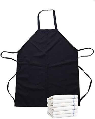 Chefs Kitchen Apron and 6 Dish Towels Combo