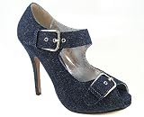 DENIM PEEP TOE MARY JANE