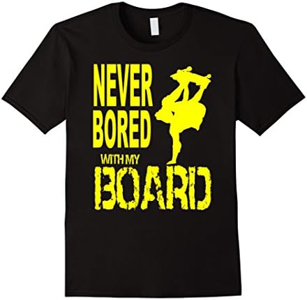 Men's Never Bored with my Skateboard T-Shirt Large Black