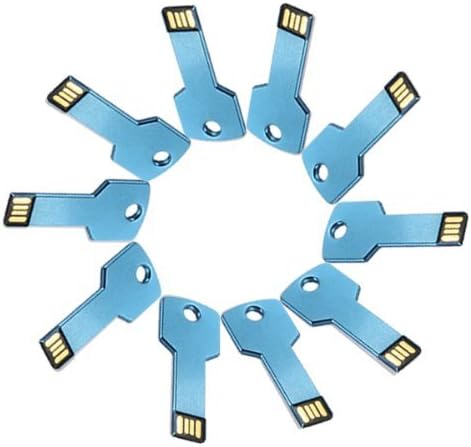 Enfain 64MB (NOT 64GB) 10Pcs Metal Key Bulk USB 2.0 Flash Drive Memory Stick Pen Drive (Blue)