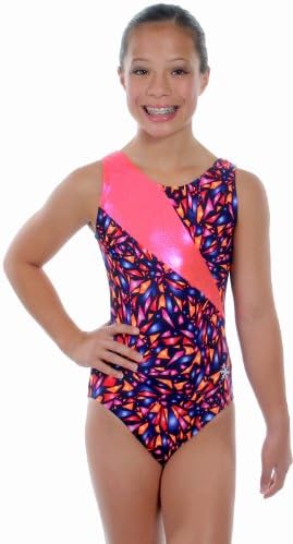 Broken Glass Gymnastics Leotard - Coral