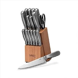 16 Piece Stainless Bamboo Knife and Block Set by 