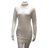 Off White Long Sleeve Turtle Neck Tunic Sweater