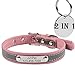 JJYPet Personalized Leather Dog/Cat Collars Engraved Pet Collar with Name Plated,Size Available:Extra-Small Small Medium Large Extra-Large