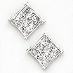 Solid 14K White Gold .33 Carat Micro Pav&eacute; Genuine Diamond Earrings