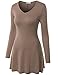 J.TOMSON Women's Basic Long Sleeve V-Neck Tunic Top with Flare Hem