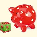 Sparschwein rot mit fr&ouml;hlichen Tupfen
