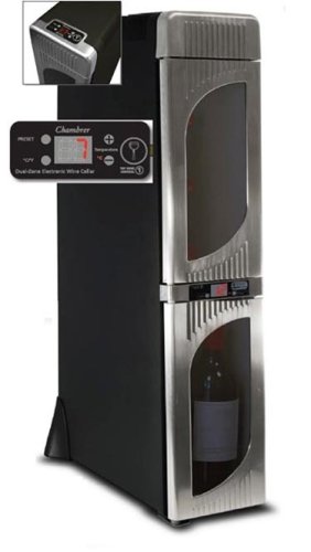 Chambrer 7 bottle tower wine cooler  2 door  dual zone  Simulated Brushed Stainless Steel Fr