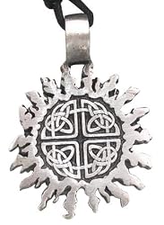 Celtic Irish Sun Star Pewter Pendant Necklace